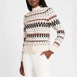 Mock neck fair isle sweater